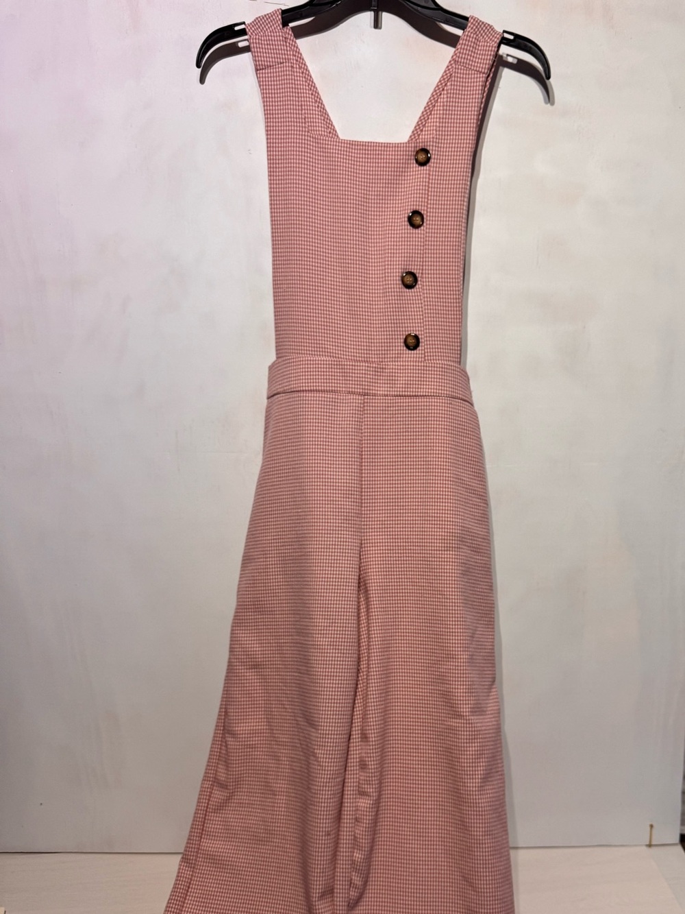 Potters Pot Pink and White Gingham Jumpsuit with Cute detailing